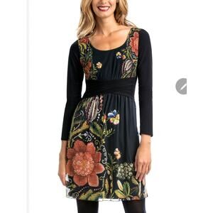 Desigual by Christian Lacoix XS pleated mesh waist Artsy Boho Festival floral